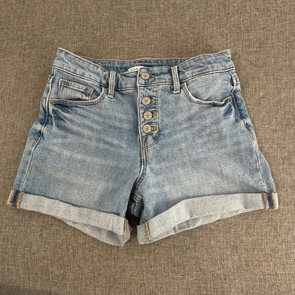 Old‎ Navy High Rise Denim Shorts Size 0 Roll Up Shorts 4 Buttons - Picture 5 of 11